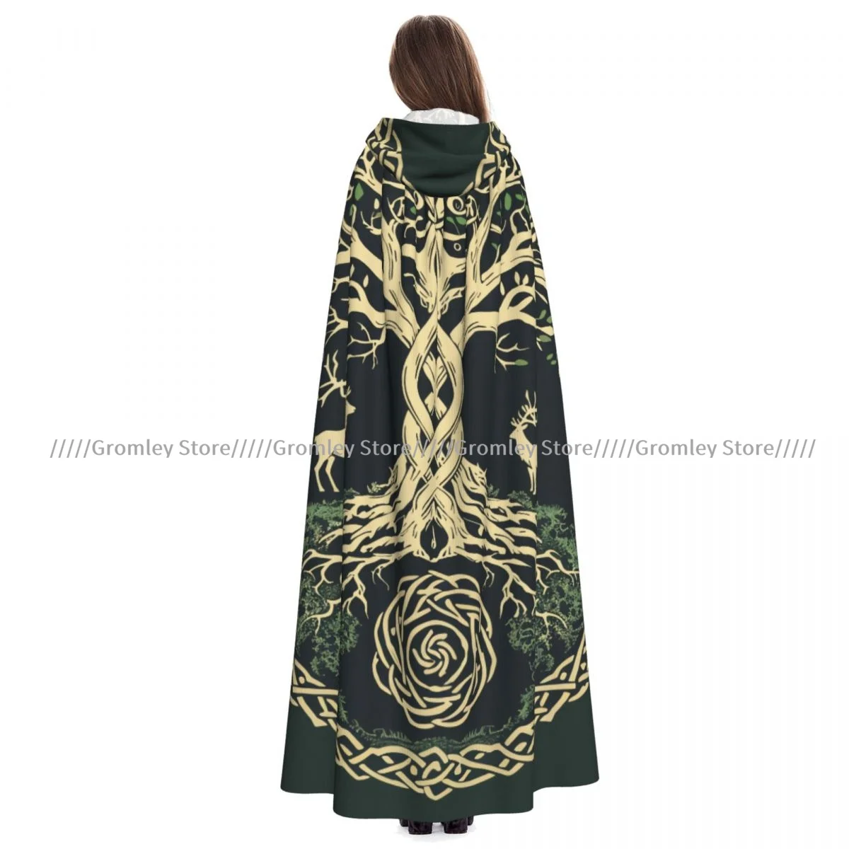

Tree Of Life Witch Cloak Hooded Cosplay Costume Halloween Adult Long Party Cape