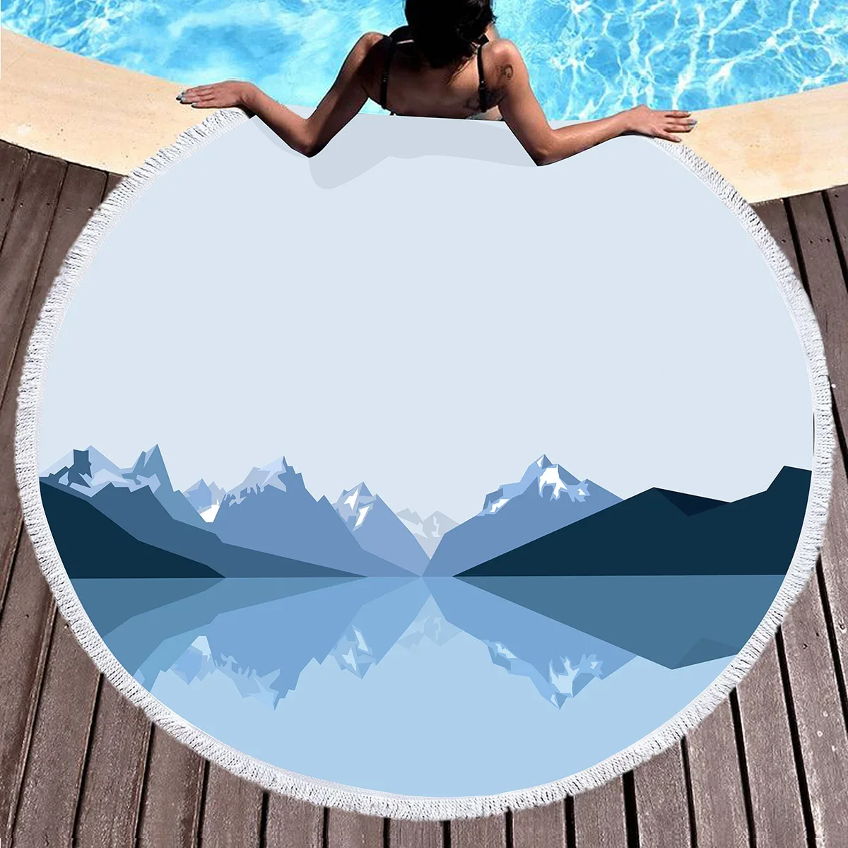 مناشف الشاطئ الجبلية الحديثة، مناشف حمام خفيفة الوزن ماصة سريعة الجفاف وخالية من الرمال، بطانية دائرية بسيطة للجبال #5