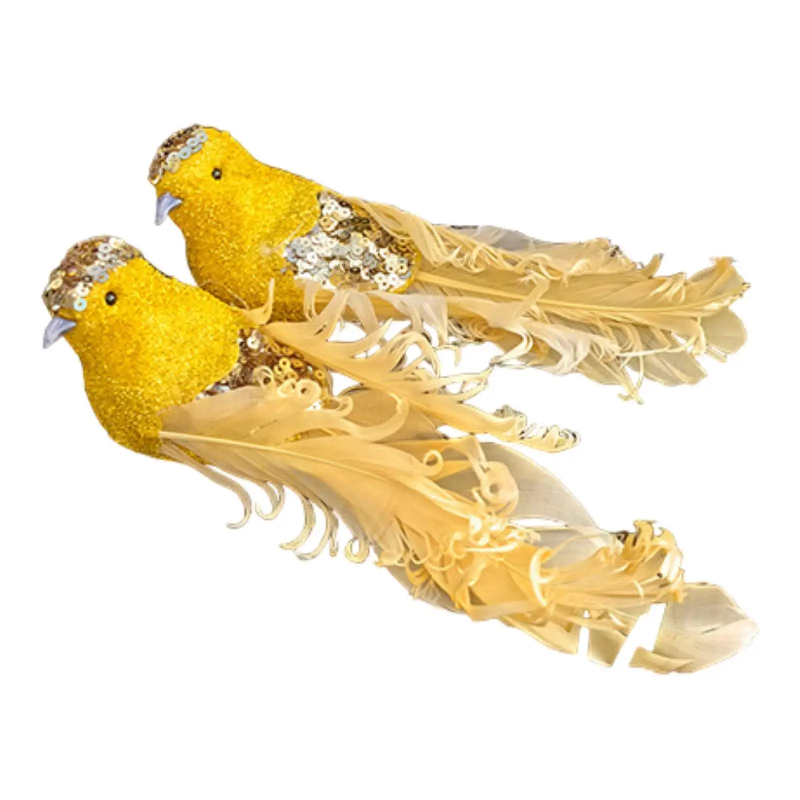 2 Pieces Artificial Birds Statues Collection Party Supply Artificial Feather Figurines Birds Figures Ornaments for Outside Yard