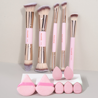 MAANGE 12pcs Makeup Tool Kit 5pcs Dual-ended Foundation Concealer Eyeshadow Makeup Brushes Set 7pcs Triangle Finger Puffs Sponge