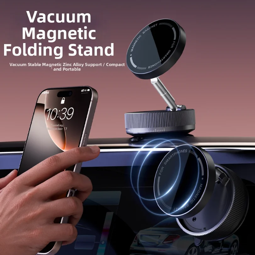 

New Car Phone Holder With Suction Cup Vacuum Attachment, Specifically Designed For Car Navigation With Magnetic Fixation