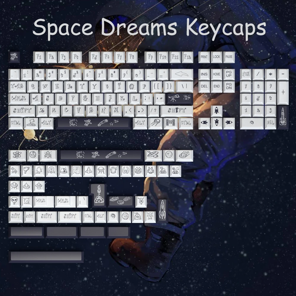 

Колпачки для клавиш PBT Outer Space Cherry Profile Минималистичные черно-белые колпачки для клавиш с сублимационной краской для клавиатуры MX F75 F99 RK84 GMK67 87