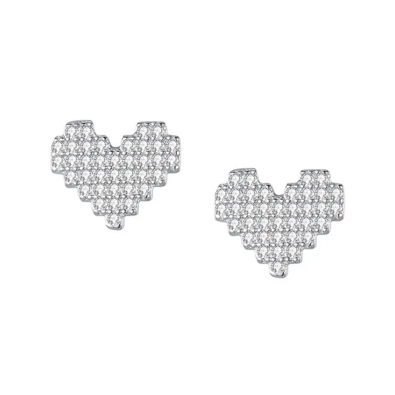 

S925 Cz кубический цирконий полный бриллиант сердце Schmuck ювелирные серьги-гвоздики для женщин