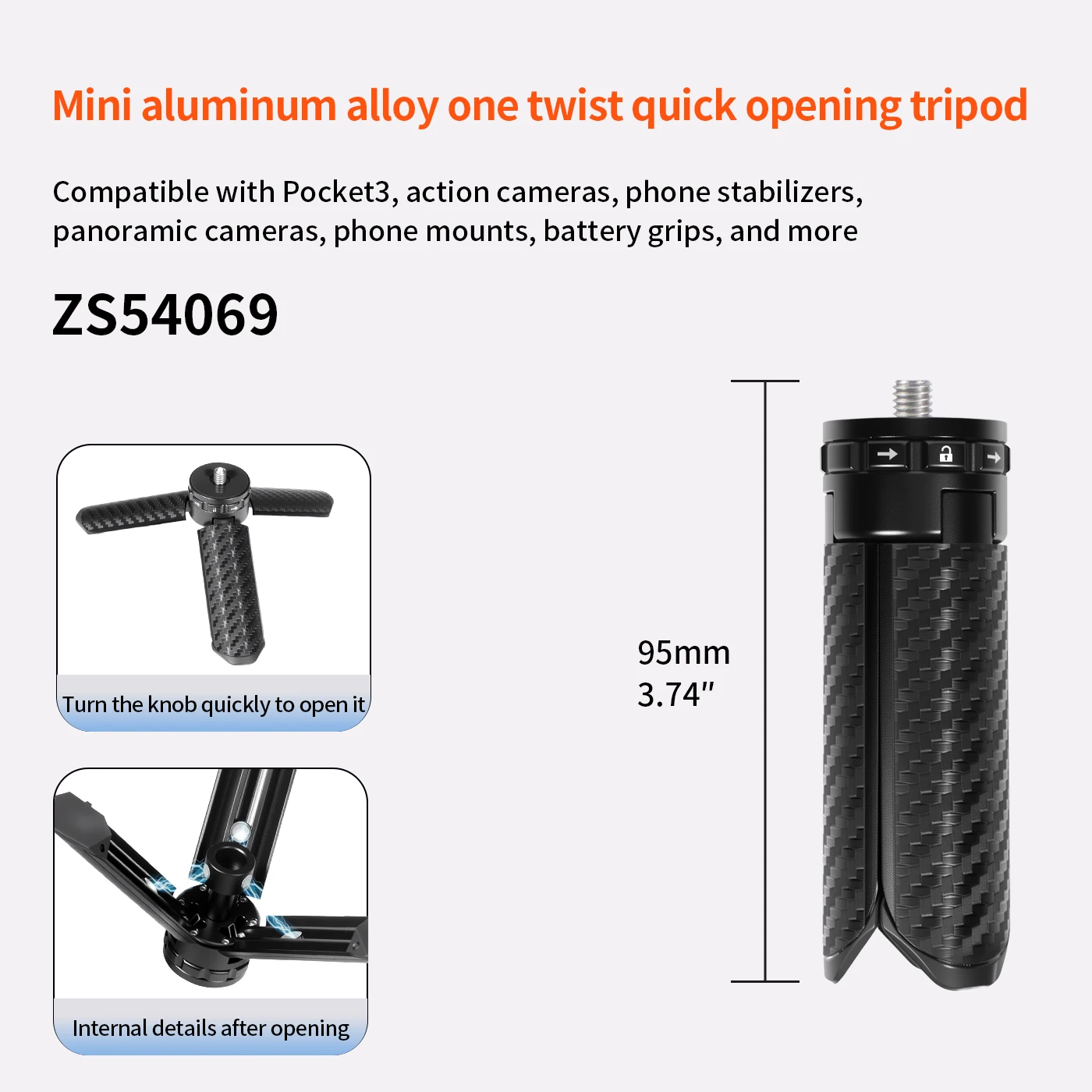 Vlog Selfie Phone Tripod One Key Quick Release Portable Desktop Stand Anti Slip Silicone Pad for GoPro DSLR Camera Mic Lights