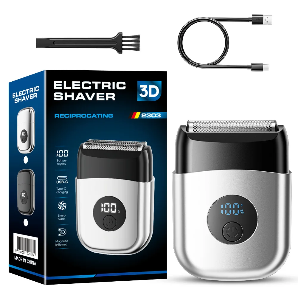 

Мини-электробритва для путешествий — мужская бритва с двойной головкой для влажной/сухой бритвы, перезаряжаемая от USB, компактная и водонепроницаемая