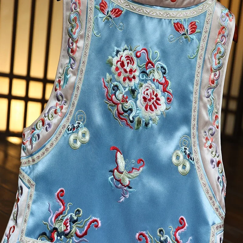 Acetic acid fabric heavy embroidery new Chinese style fashion with Qing Gong waistcoat