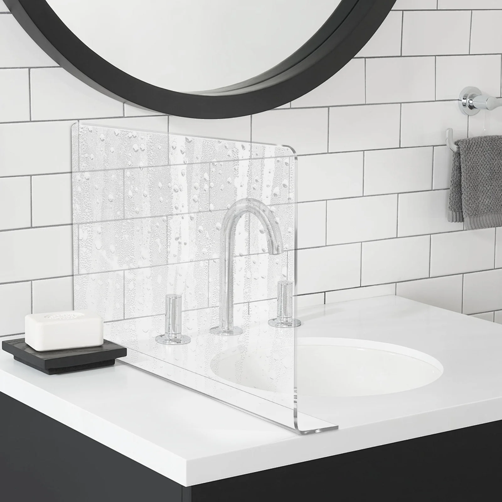 

L Size Acrylic Sink Splash Guard Anti-Splashing Retaining Plate for Kitchen Bathroom Sink Water Splashing-Proof Baffle Board