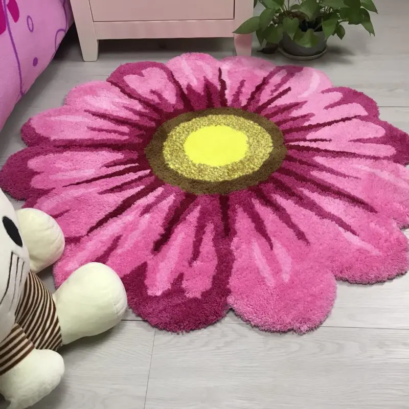 120X120cm Thick Sunflower Carpet Bedroom Living Room Round Rug Bed Parlor Area Rugs Anti-slip Hallway Chair Kids Door Mat