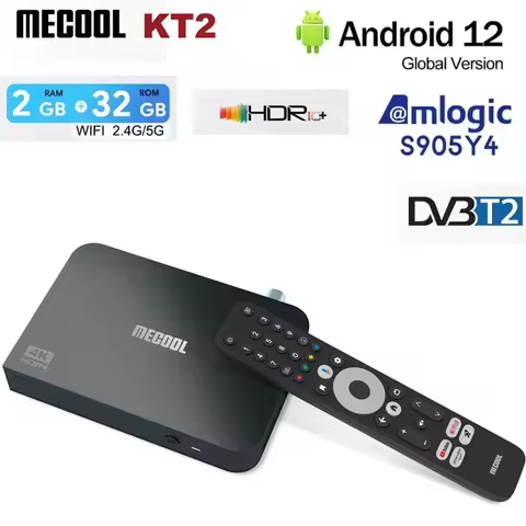 MECOOL KT2 DVB-T2 TV Box Best Android12 Smart TV Box Google Netflix Certified ATV 100M 4K WIFI 2.4G/5G 2T2R DVB Set Top Box