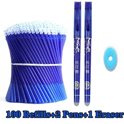 Kit de 100 recharges + 2 stylos effaçables, 1 gomme de 0.5mm, poignée lavable, tiges de Gel magique, fournitures de papeterie scolaires et de bureau