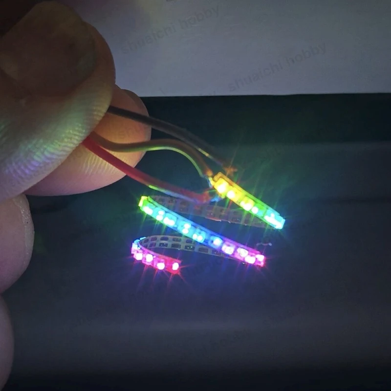 1PCS 3.7V-5V Flexible LED Strip 2812 1010 GRB Addressable LEDs Light Bar Rainbow Lighting for RC Car Model Dynamic Modification