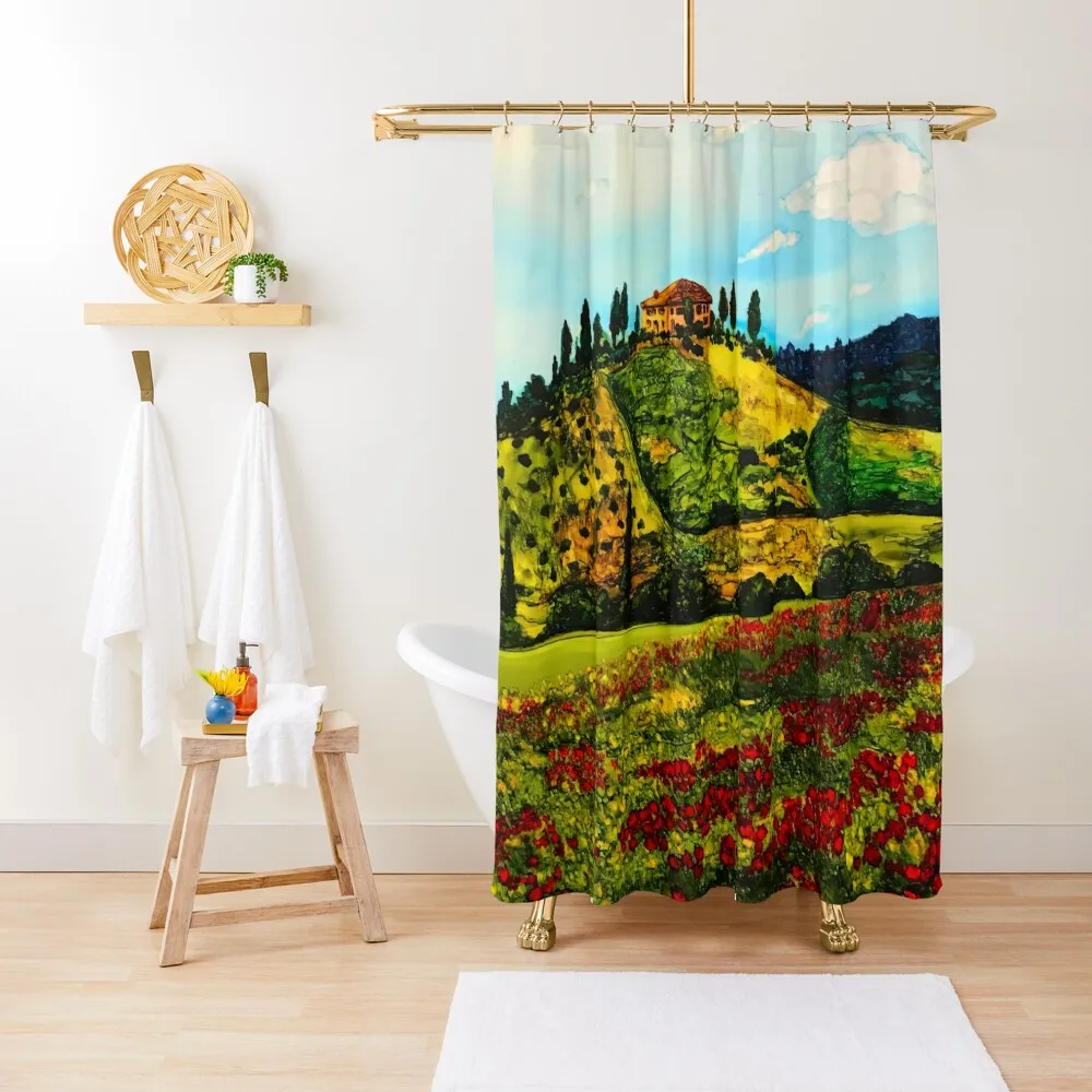 

Tuscan Villa in Tuscany, Italy Shower Curtain Window Waterproof Shower Bathroom And Shower Curtain
