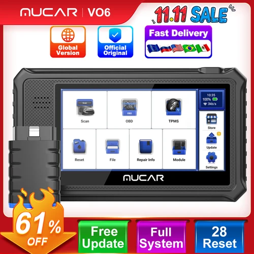 Imagen 1 del producto MUCAR VO6 herramientas de diagnóstico de coche profesional sistema completo 28 reinicio codificación ECU prueba bidireccional borrado código de error escáner OBD2