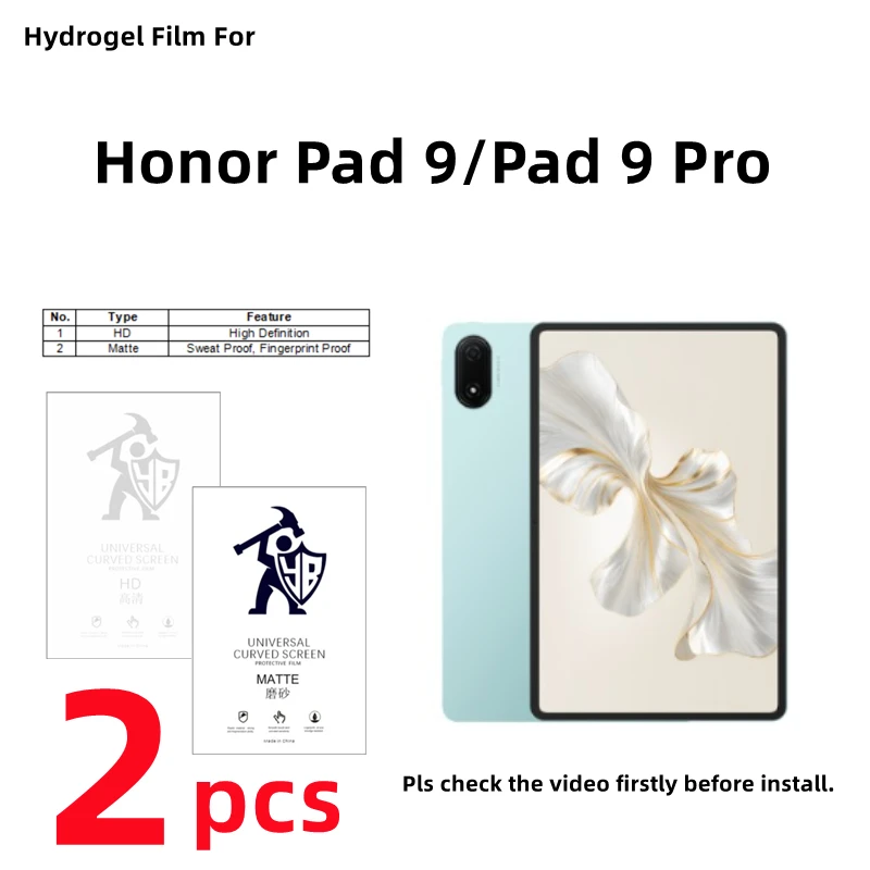 2pcs HD Hydrogel Film For Honor Pad 9/9 Pro Matte Screen Protector For Honor Pad 9 Pro Clear/Frosted Full Cover Protective Film