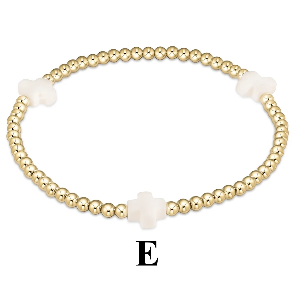 Vlen 2025 تكويم الصليب سوار Charm للنساء 18K مطلية بالذهب حبة بوهو مجوهرات الصيف الشاطئ أساور هدية عيد الأم #5