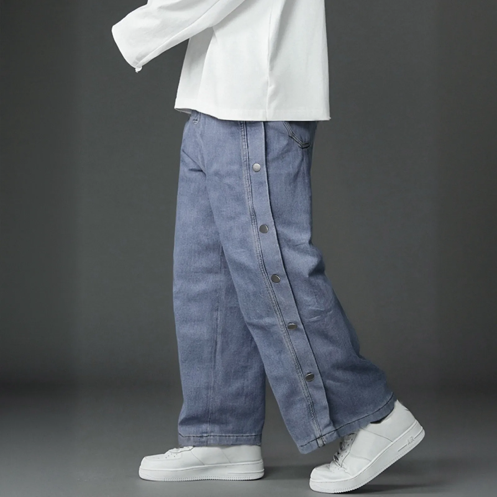 

European Heavy Beads Retro Nostalgic Washed Jeans 2025 Spring New Fashion Loose Elegant Straight Wide-Leg Floor Pants