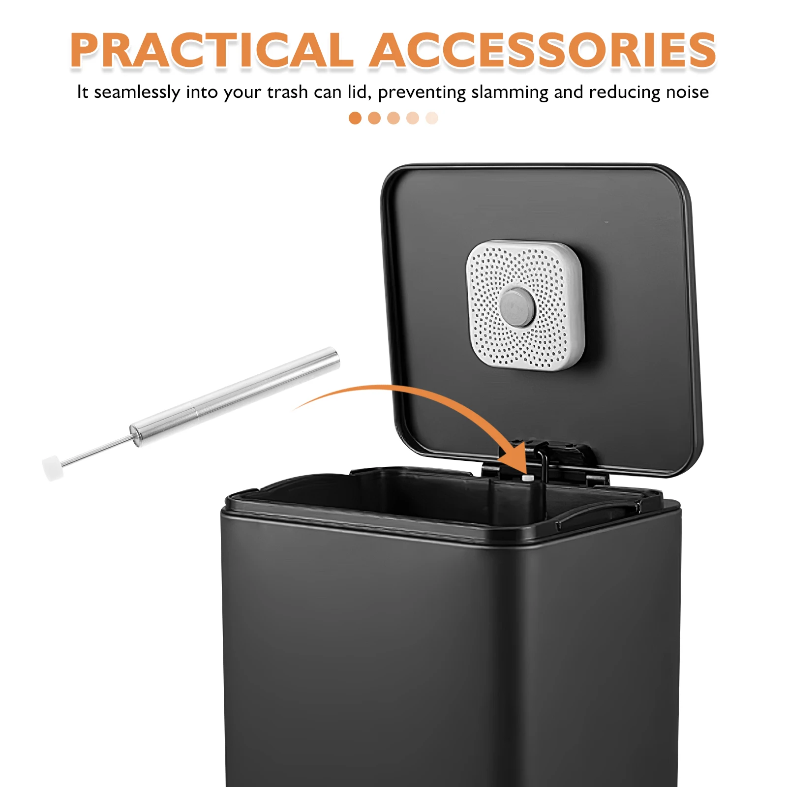 Trash Lid Repair Kit with Hydraulic Damper Replacement for Kitchen Bins Smooth Noise Free Closing Action