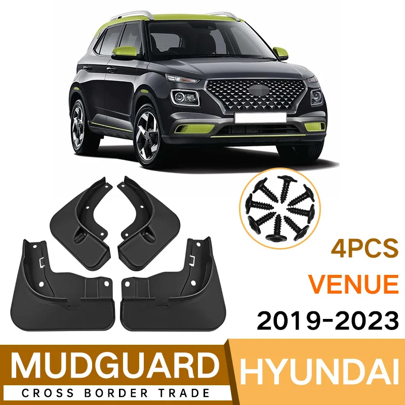 

For Hyundai Venue 2019-2023 black car mudguard Reduce dust Resist tire dirt car accessories tools