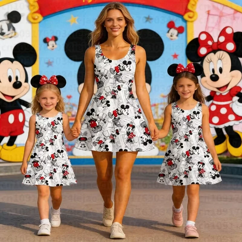 

Модное летнее платье 2026 года в стиле кавай для женщин и девушек, платье-скейтер, платье с Микки Маусом, удобное, дышащее, для путешествий