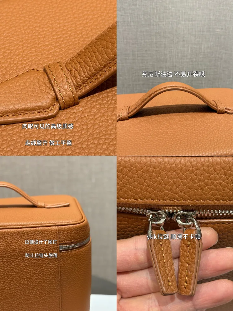 حقيبة مكياج كبيرة من جلد البقر بطبقة علوية، حقيبة أدوات زينة محمولة وعملية، حقيبة سفر من الجلد الأصلي، سعة تخزين كبيرة #5