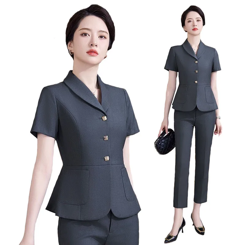 

2024 Summer Formal OL Styles Women Professional Office Work Wear Pantsuits with Pants and Jackets Career Interview Skirts Set