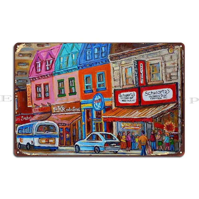 Canadian Art Montreal Art Jewish Style Deli Paintings Main Street Montreal Metal Sign Cave Cinema Create Party Tin Sign Poster