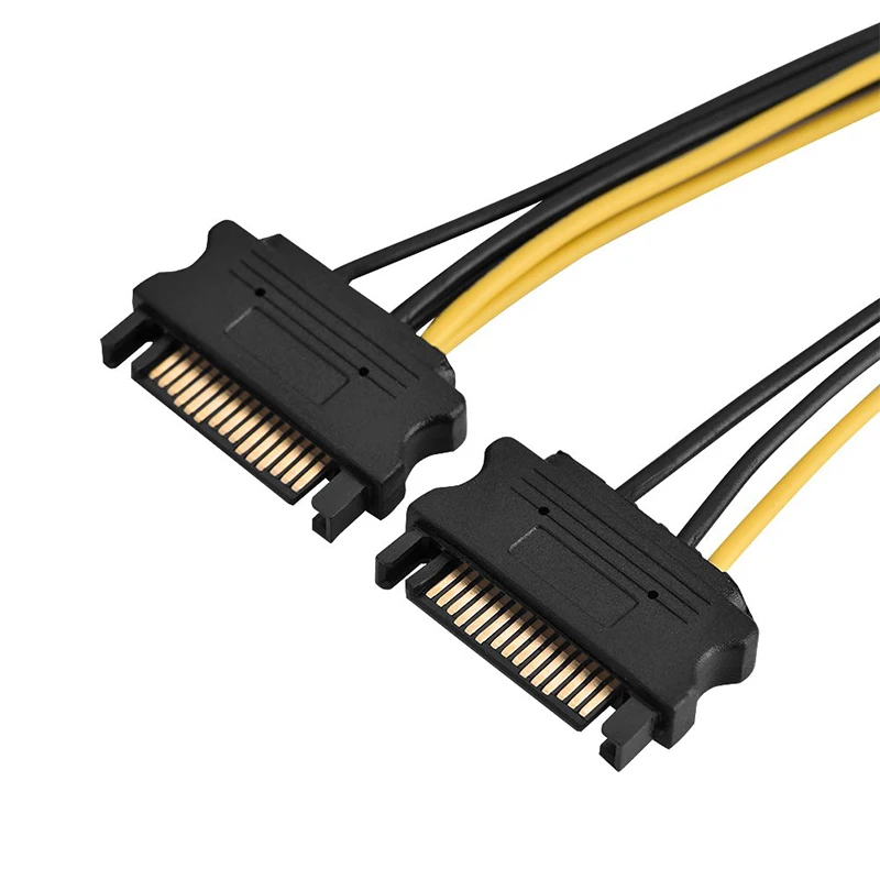 Dual SATA To PCI-E Power Cable 15Pin SATA To 8 Pin Video Card Power Wire