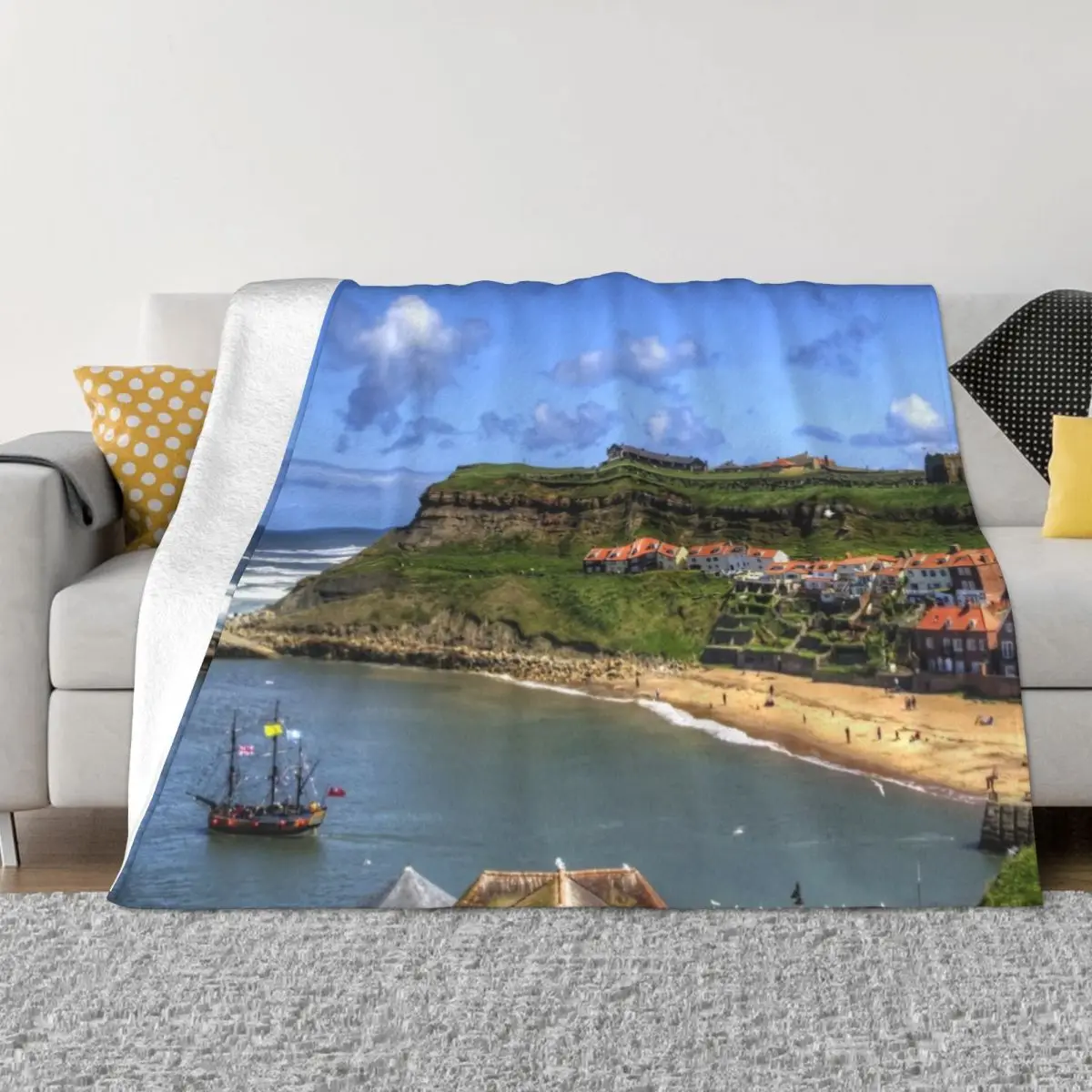 The Endeavour in Whitby Harbour Throw Blanket For Sofa Thin anime Polar Decorative Sofas Blankets