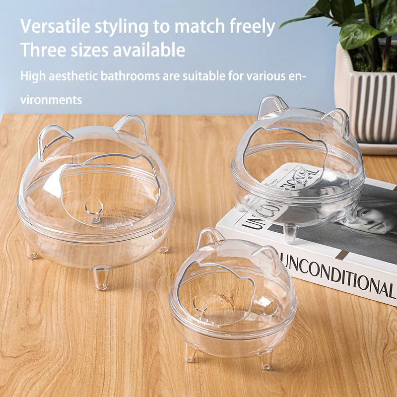 Picture 4: Large Capacity Hamster Transparent Bathroom Small Pet Sand Bath Cage Prevent Splash Bathing Transparent Shower Room Accessories