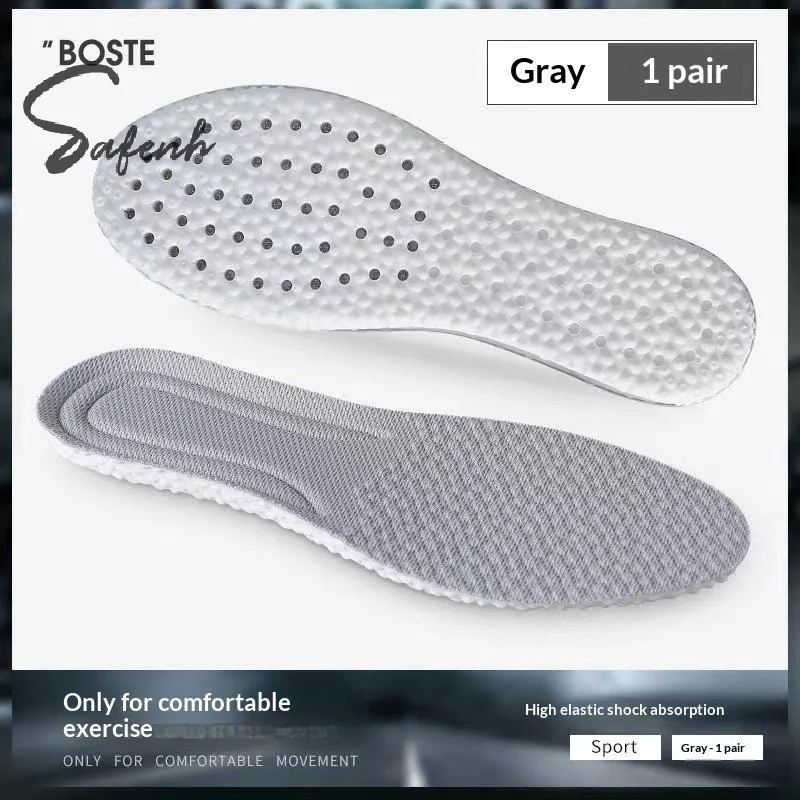 Large Size 4D Sports Massage Insoles EU47-48 For Adults High Elastic Soft Deodorization Massage PU Running Football Shoe Pads