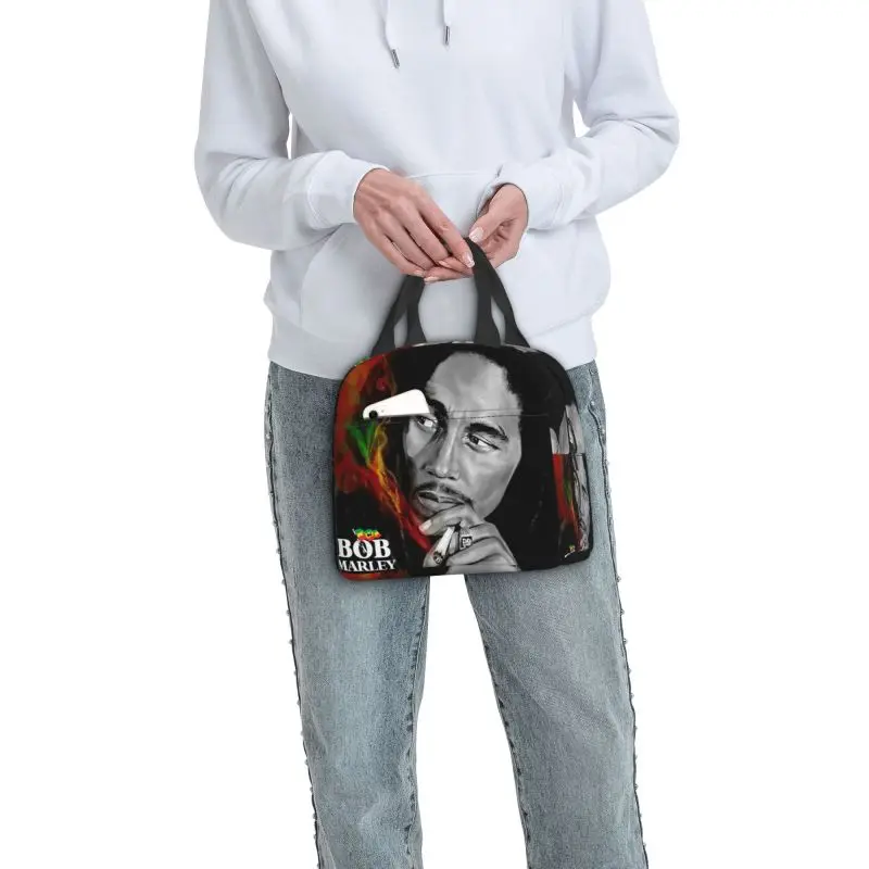 Jamaica Singer Reggae Rock Bob Marley Insulated Lunch Bag for Women Resuable Cooler Thermal Lunch Tote Beach Camping Travel