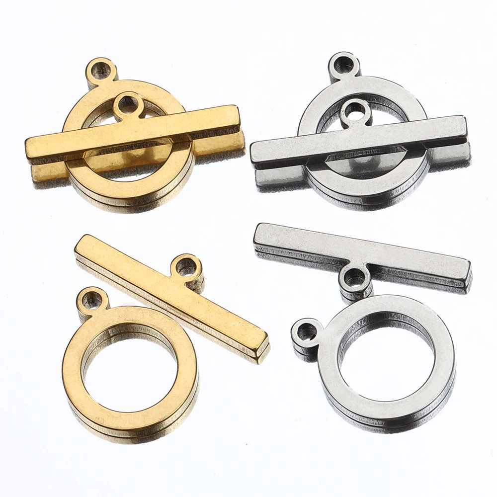 5 Sets of Stainless Steel Gold Flat OT Toggle Clasp DIY Jewelry Making Necklace Bracelet Connector Hook Found Supplies