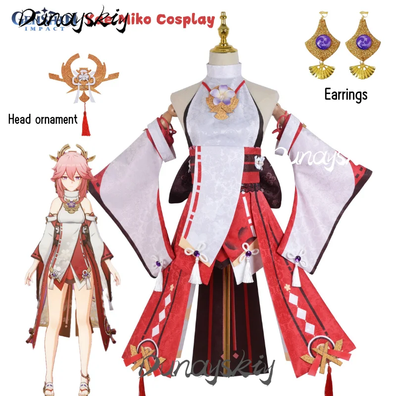 

Genshin Impact Yae Miko Cosplay Costume Chinese Style Wig Shoe Anime Manga Dress Halloween Party Customized Outfit Women Girl