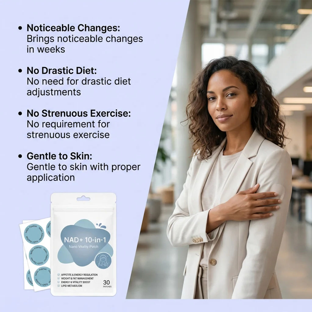 NAD+ 10-in-1 Nano Vitality Transdermale Pflaster 30 Stück Runde Hellblaue Pflaster Hautfreundlicher Klebstoff Tägliche Externe Körperpflege – Detail 6