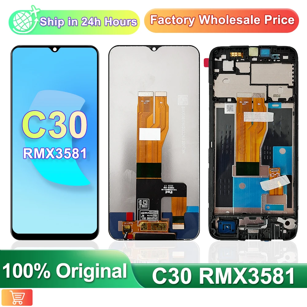 

Original For Oppo Realme C30 RMX3581, RMX3623 LCD Display Touch Screen with Frame, 6.5" For Realme C30 LCD Assembly Replacement