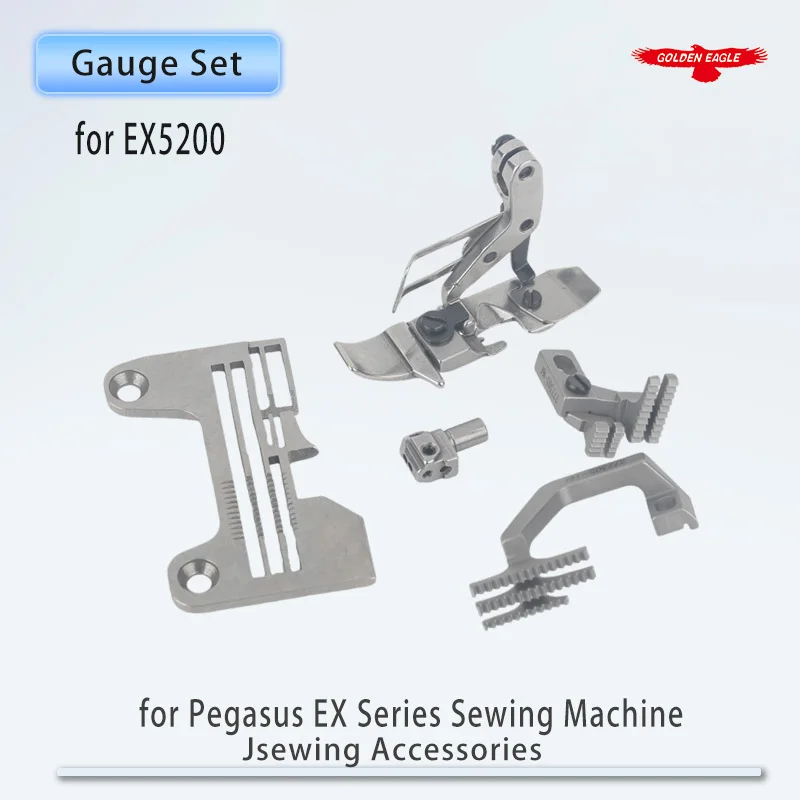 Conjunto de Medidores para Máquina de Costura Overlock de 4 Fios, Compatível com Pegasus EX5200, Siruba 988, Jack 798, Placa da Agulha 277505R40, Dente de Transporte 277303/305