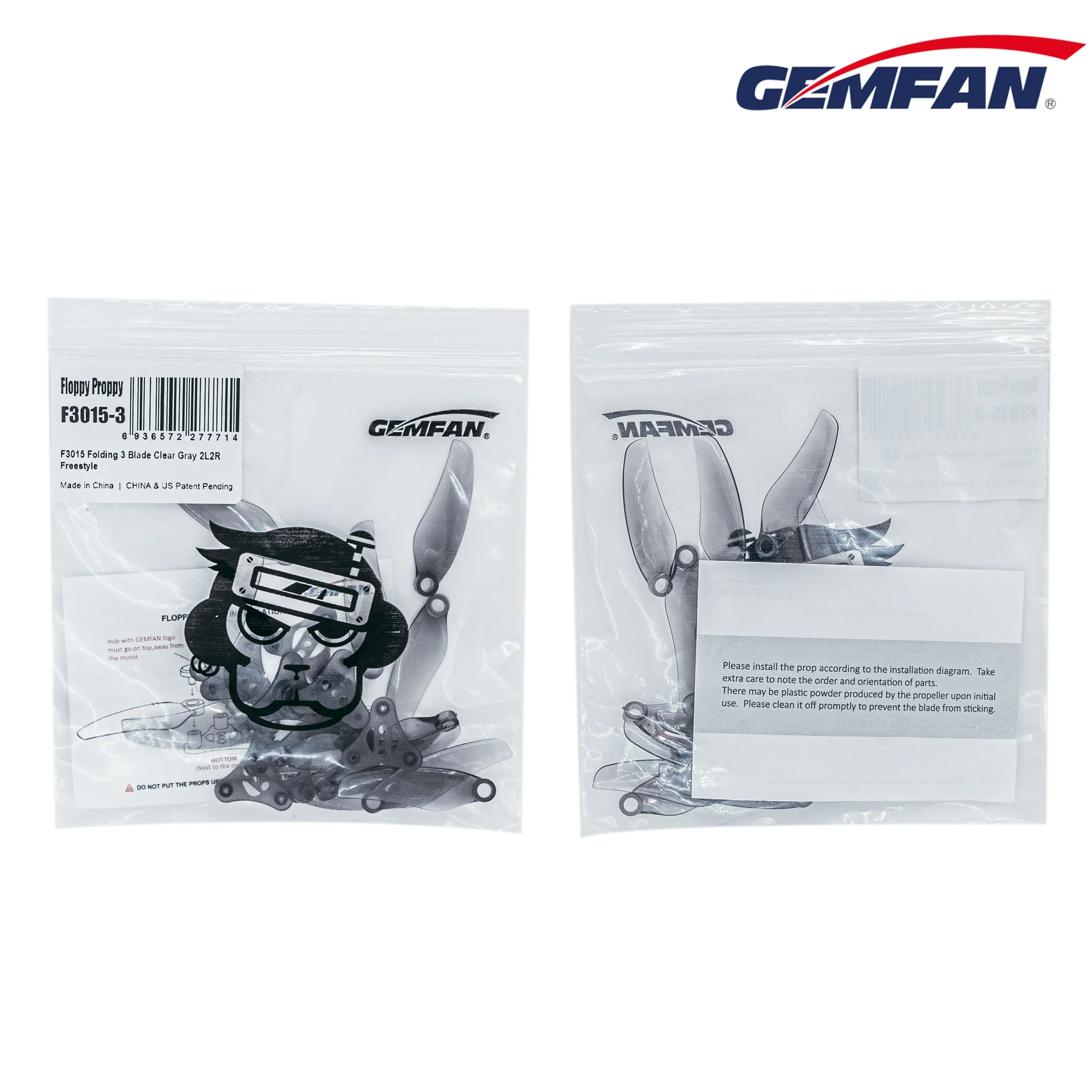 2 pary Gemfan F3015 3-łopatowych, składanych śmigieł 3-calowych typu floppy - do wielowirnikowych dronów FPV RC Racing/Cinewhoop z kanałami wentylacyjnymi
