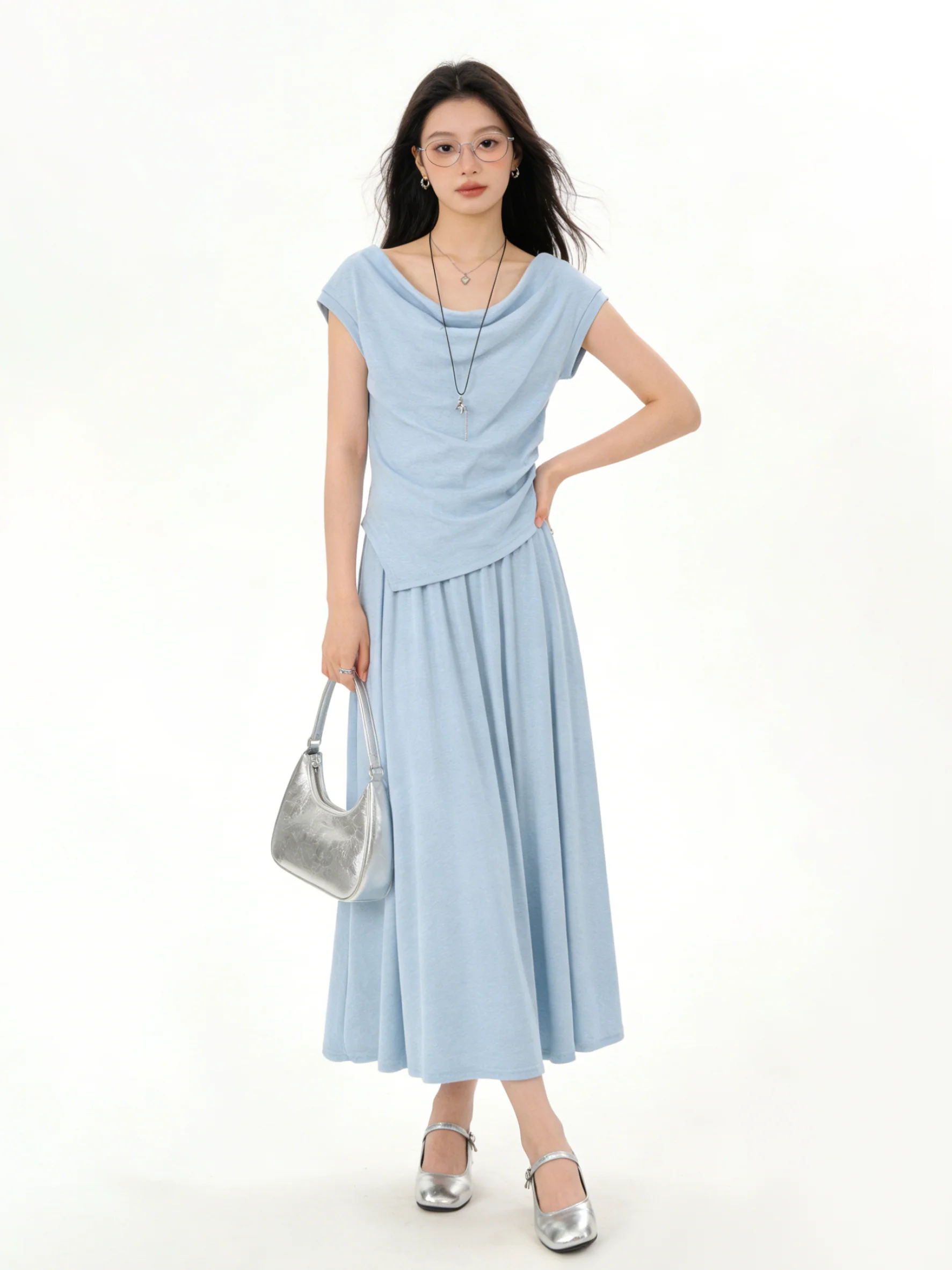 

Laid-back Style Sleeveless T-shirt Halter Skirt Two-piece Set Women Summer Fashion Casual Elegant Korean Style Outfit