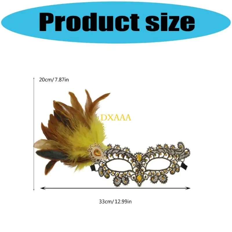 DXAA Maschera Halloween, Maschera Veneziana in Maschera Maschera per Occhi in Pizzo con Piume, Maschera in Maschera a Mezzo