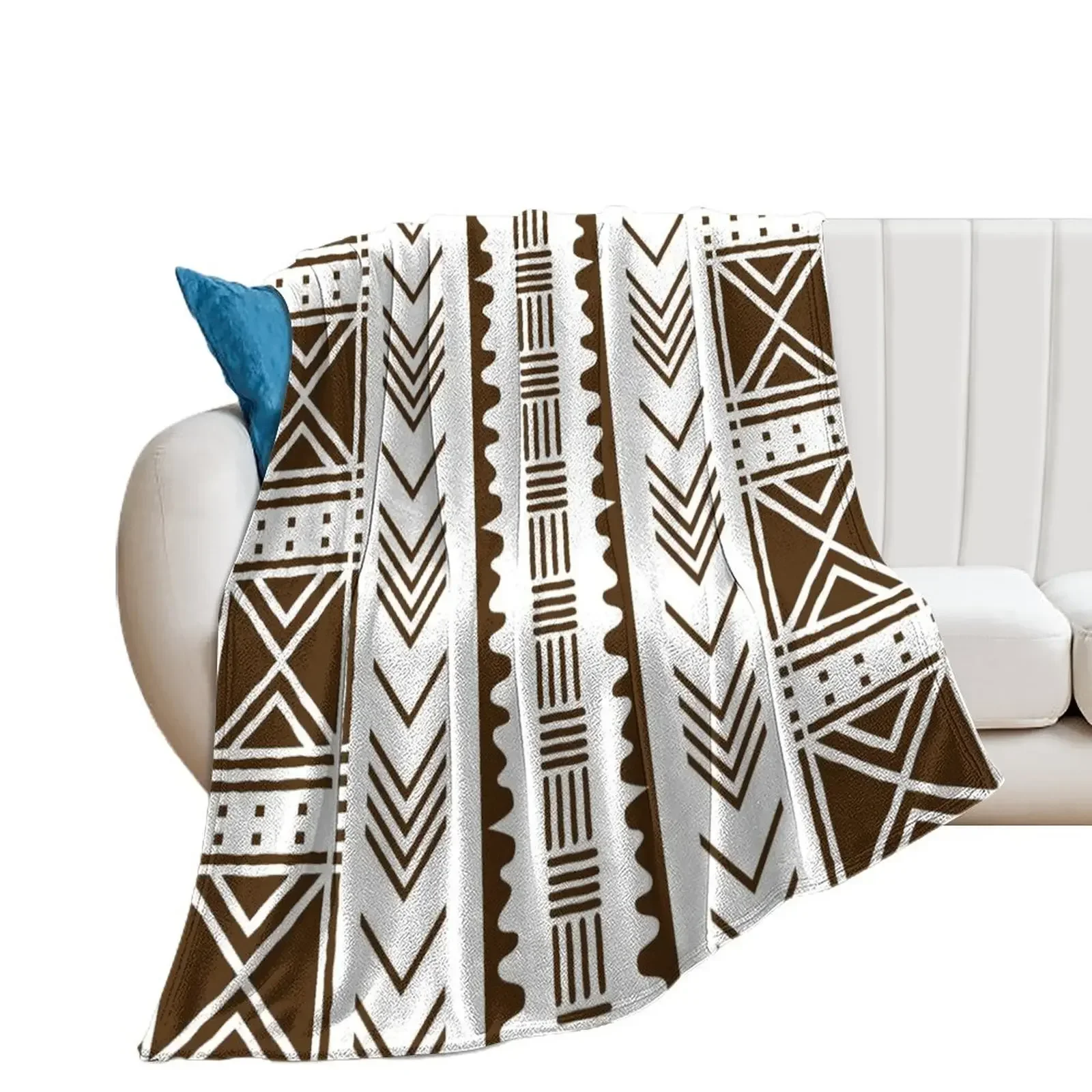 

African White Mud Cloth Design Throw Blanket heavy to sleep Beautifuls Decoratives Summer Blankets