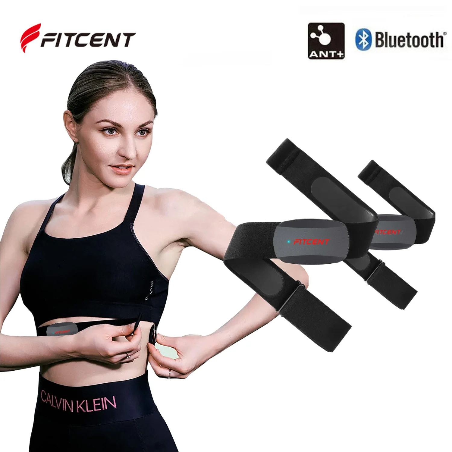 FITCENT 2Pcs Heart Rate Monitor Chest Strap  ANT+ Bluetooth Dual HRM for Zwift DDP Yoga Strava Polar Wahoo Garmin Watches