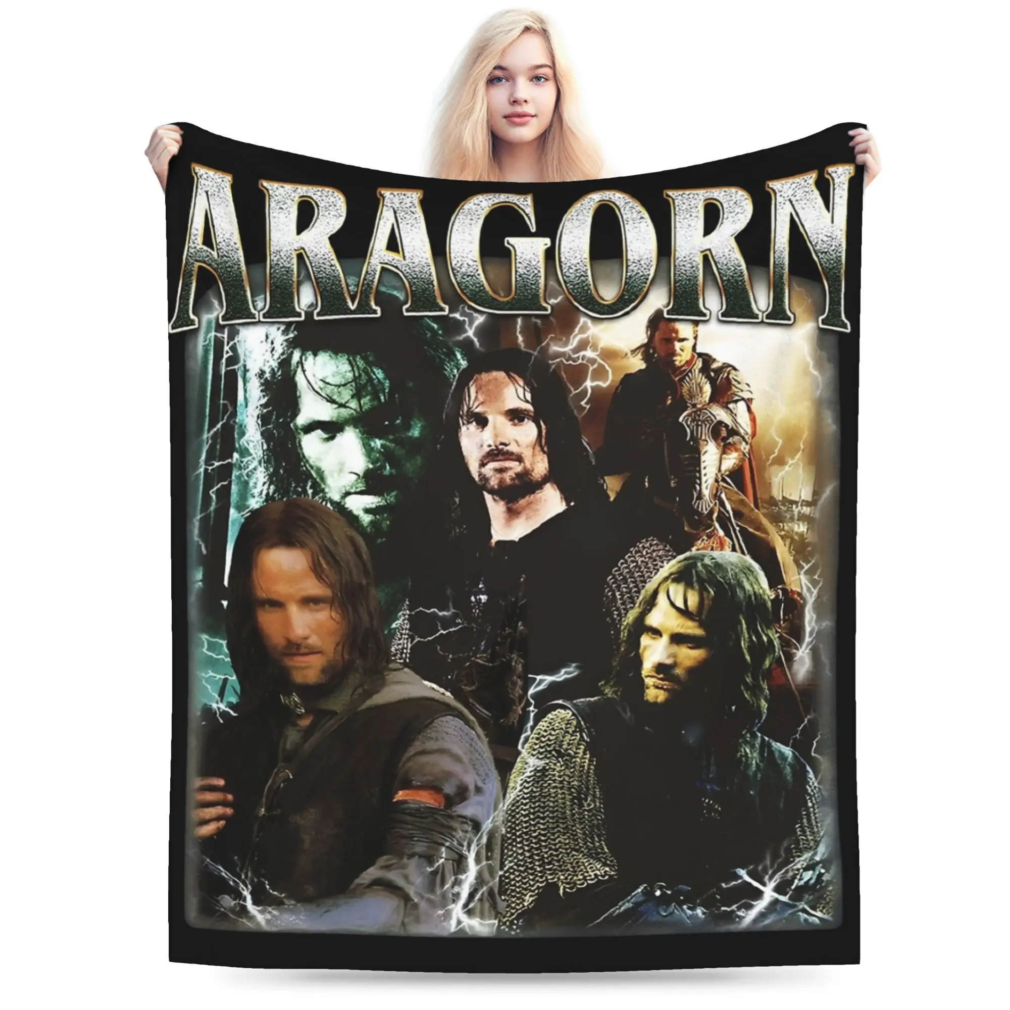 Aragorn L-Lords Of The R-Rings Blankets Flannel Printed Super Soft Throw Blankets for Bedding Outdoor Bedding Throws