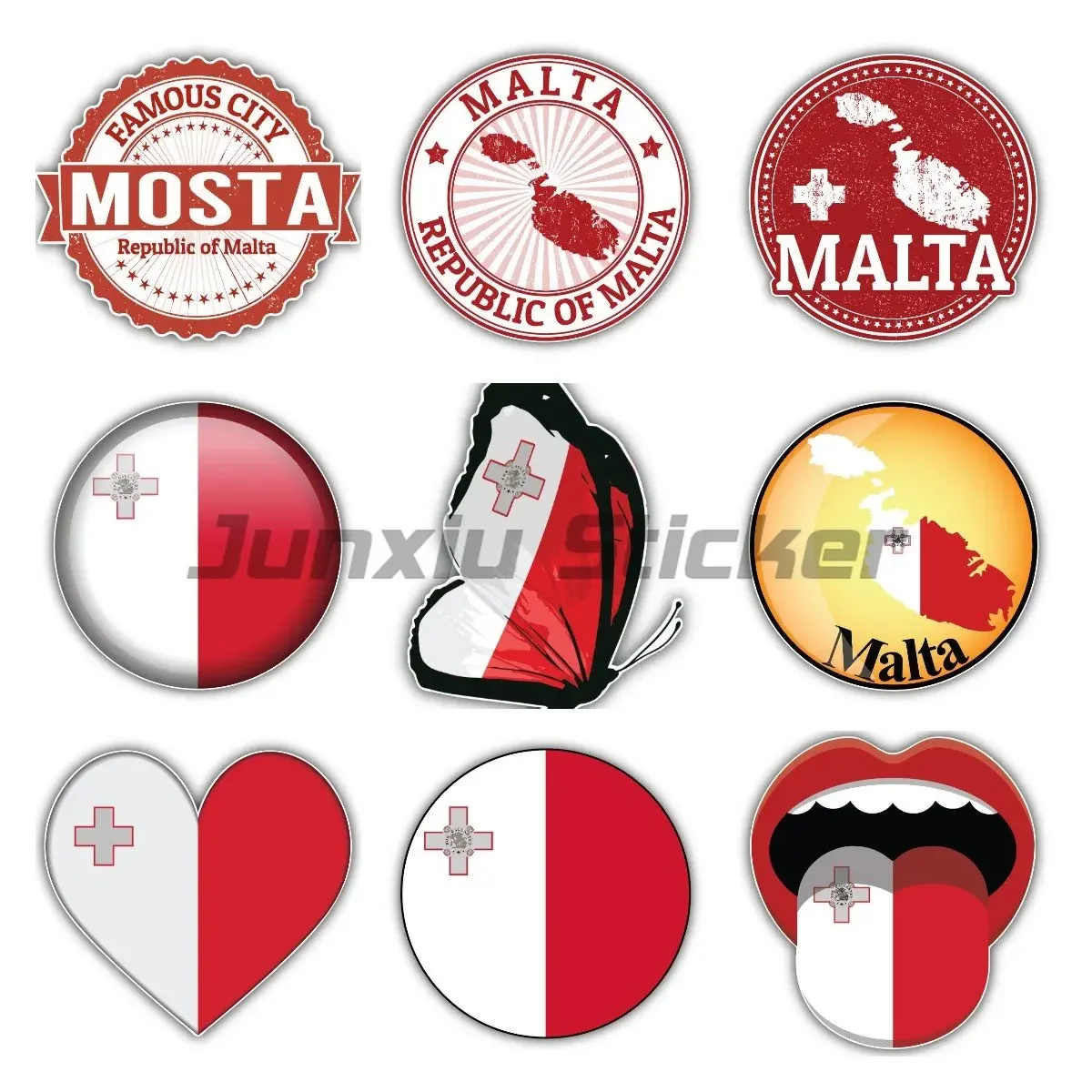 

MALTA National Flag National Emblem Car Sticker Decor for Auto Motocross Racing Laptop Helmet Trunk Vinyl Decor Decal