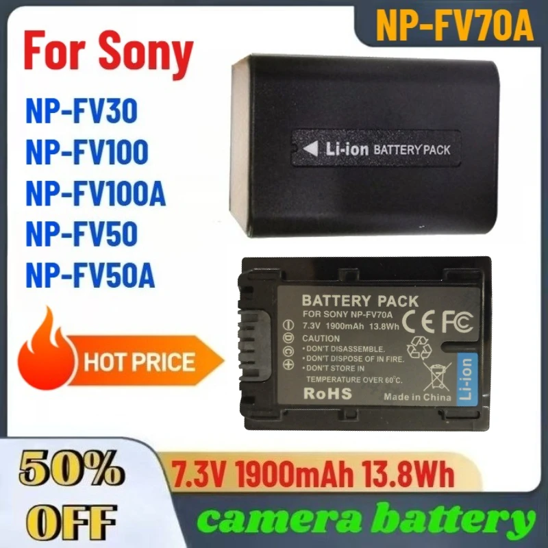 

NP-FV70A V 7.3V 1900mAh 13.8Wh Rechargeable Digital Camera Battery for Sony NP-FV30 NP-FV100 NP-FV100A NP-FV50 NP-FV50A
