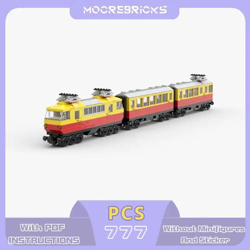 MOC 7740 Aktualisiertes Deutsches Intercity-Express Baustein-Set Klassischer Retro-Personenzug Eisenbahn-Fahrzeug Modellbausatz