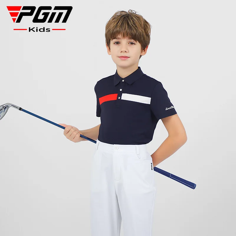 PGM Boys Girls Golf Short Sleeve Youth Top Golf Wear for Kid T-Shirt Summer Comfortable Moisture Absorbing and Breathable YF595