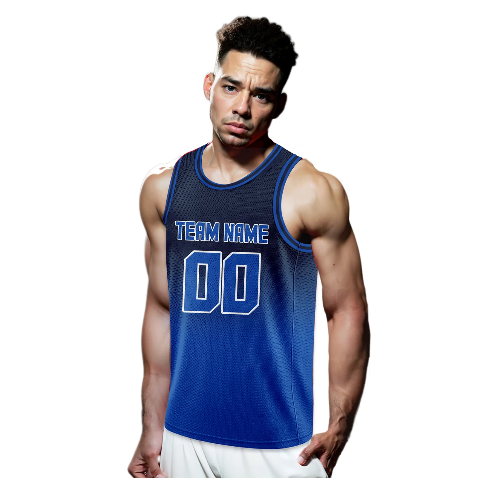 Custom Basketball Jersey Blue Gradient Personalized Printed Name Number Logo Team Shirt for Men Women Youth Kids Fans Gift