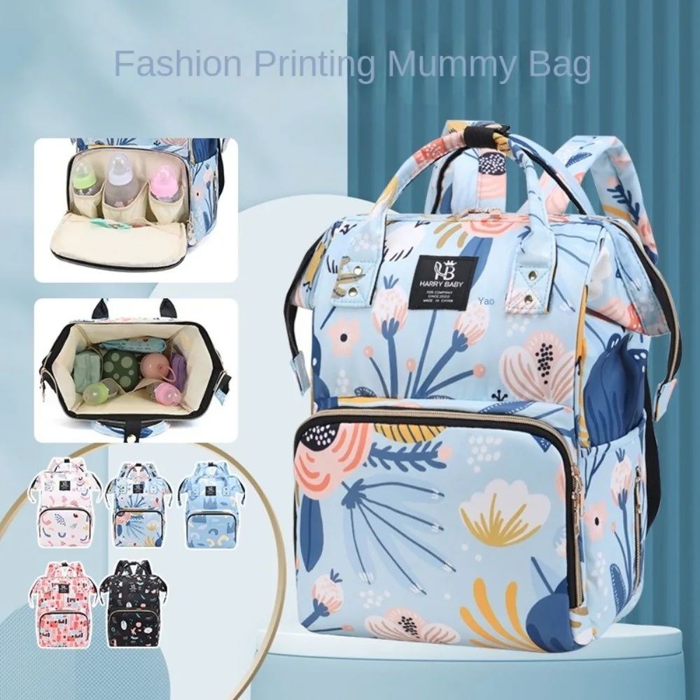 

Portable Print Mummy Bag Multi-function Korean Style Baby Diaper Organizer Baby Care Storage Large Capacity Nappy Backpack Baby