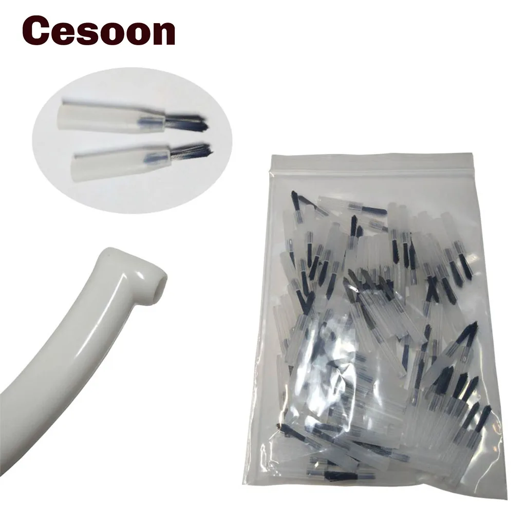 Cesoon-puntas de aplicador reemplazables dentales, 100 piezas, con 2 asas de cepillo aplicador para Etchants, adhesivos, selladores, Punta desechable