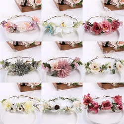 Frauen Blumengirlande Hochzeit Blumen Stirnband Haarschmuck Braut Tiara Prinzessin Kranz Mädchen Haar Blumenkrone Party Kopfschmuck